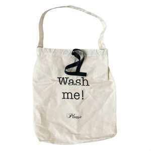 Bag All Wash Me Please Canvas Tote Bag Off White Black  Laundry Bag